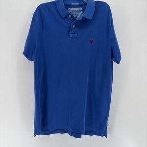 American Eagle Men's  Royal Blue Athletic Fit Polo Shirt w/Maroon  Eagle‎ Size L